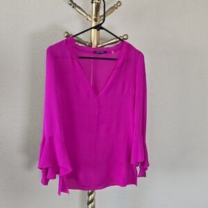 Kobi Halperin Fuchsia Blouse with Flared Sleeves